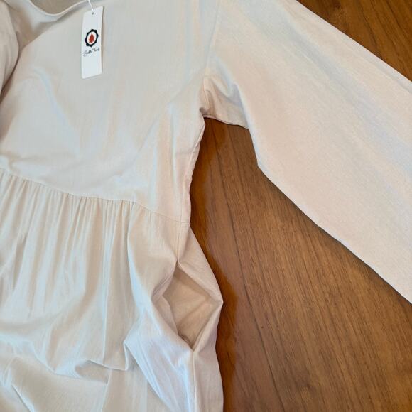 Buddha Trends Maxi Dress Size XL Mia Oversized Pleated Beige Cotton - Picture 6 of 12